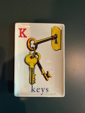 Vintage Playing Card Ceramic Tray - Keys Design